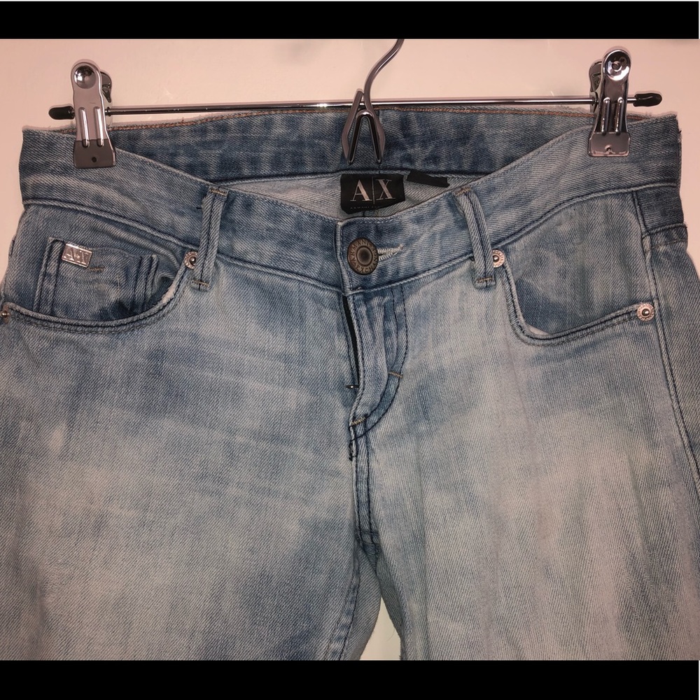 Armani Exchange destroyed wash low rise jeans